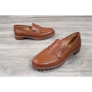 Madewell Corrine Brown Leather Lugsole Loafer Slip On Casual Shoe Size 10.5